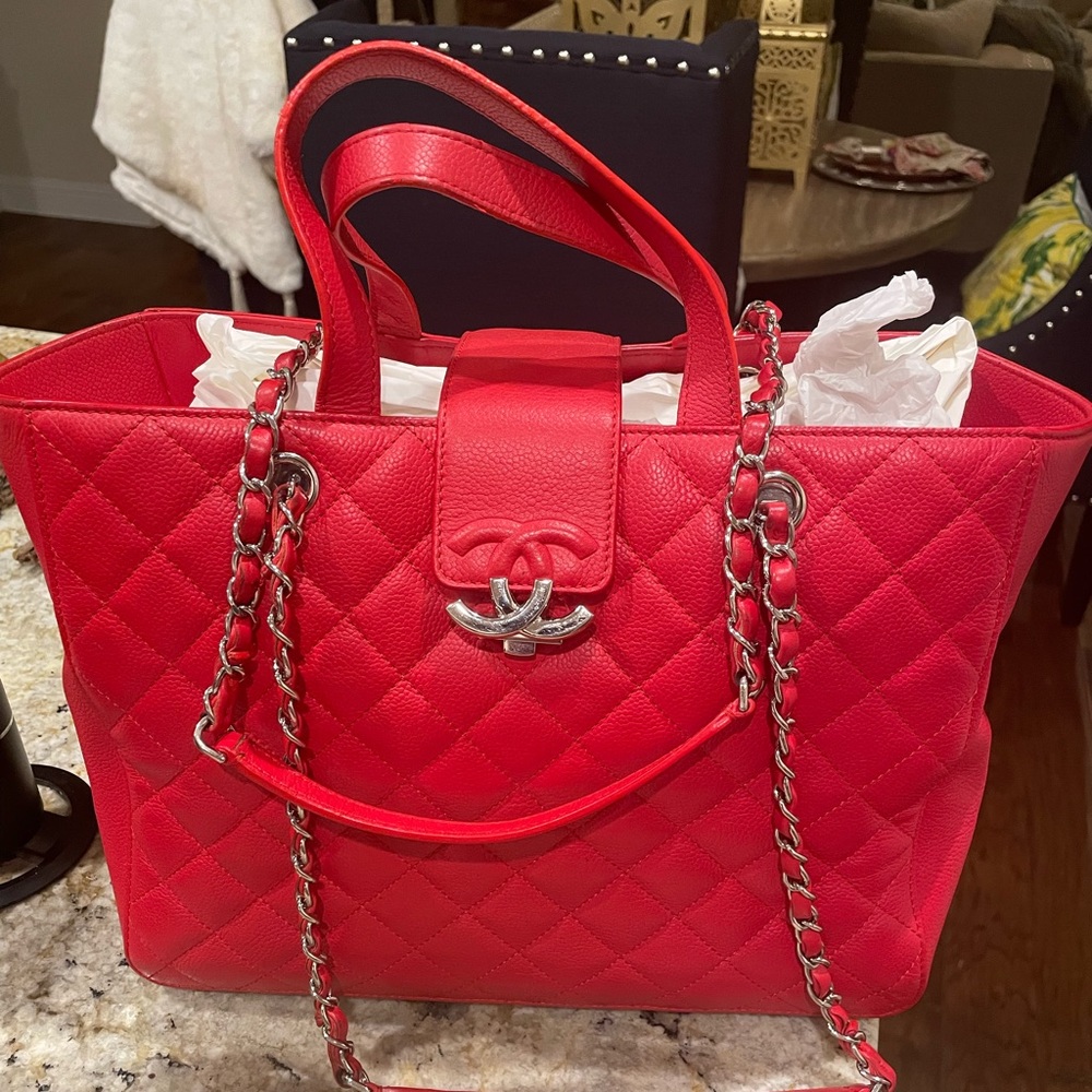 Used Authentic Red Chanel Tote.